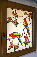 Bleiglasfenster Vögel Dekor