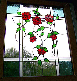 bleigefastes Glasfenster Rosen