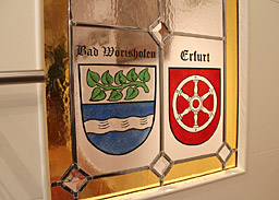 Aufwendiges Glasbild für Zimmertür - Wappen Erfurt